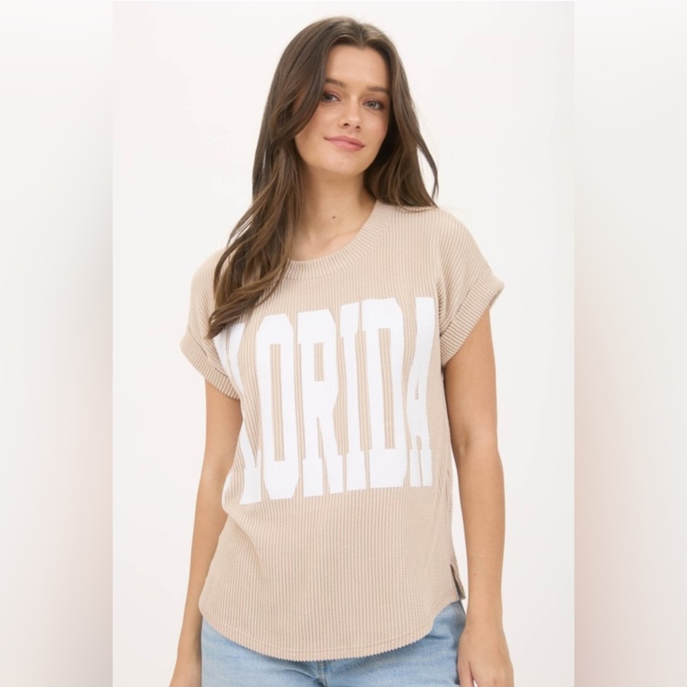 NWT Casual Beige Graphic Tee